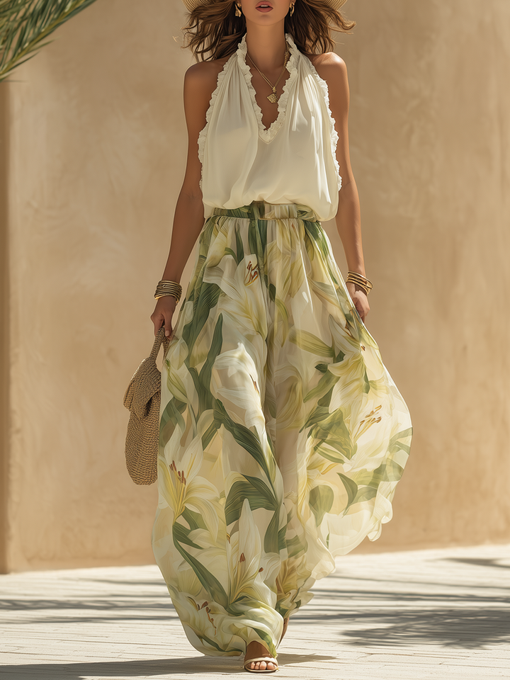 Lysandra | Elegant Lys Printed Flowy Set
