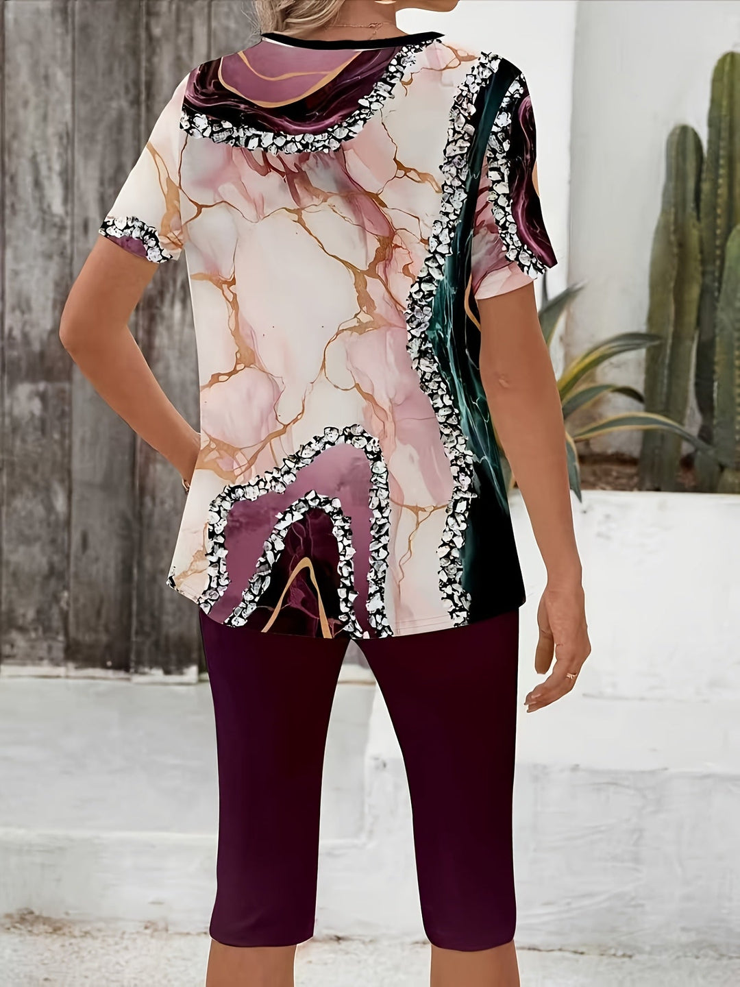 Luna| Printed Two-Piece Stretch Set