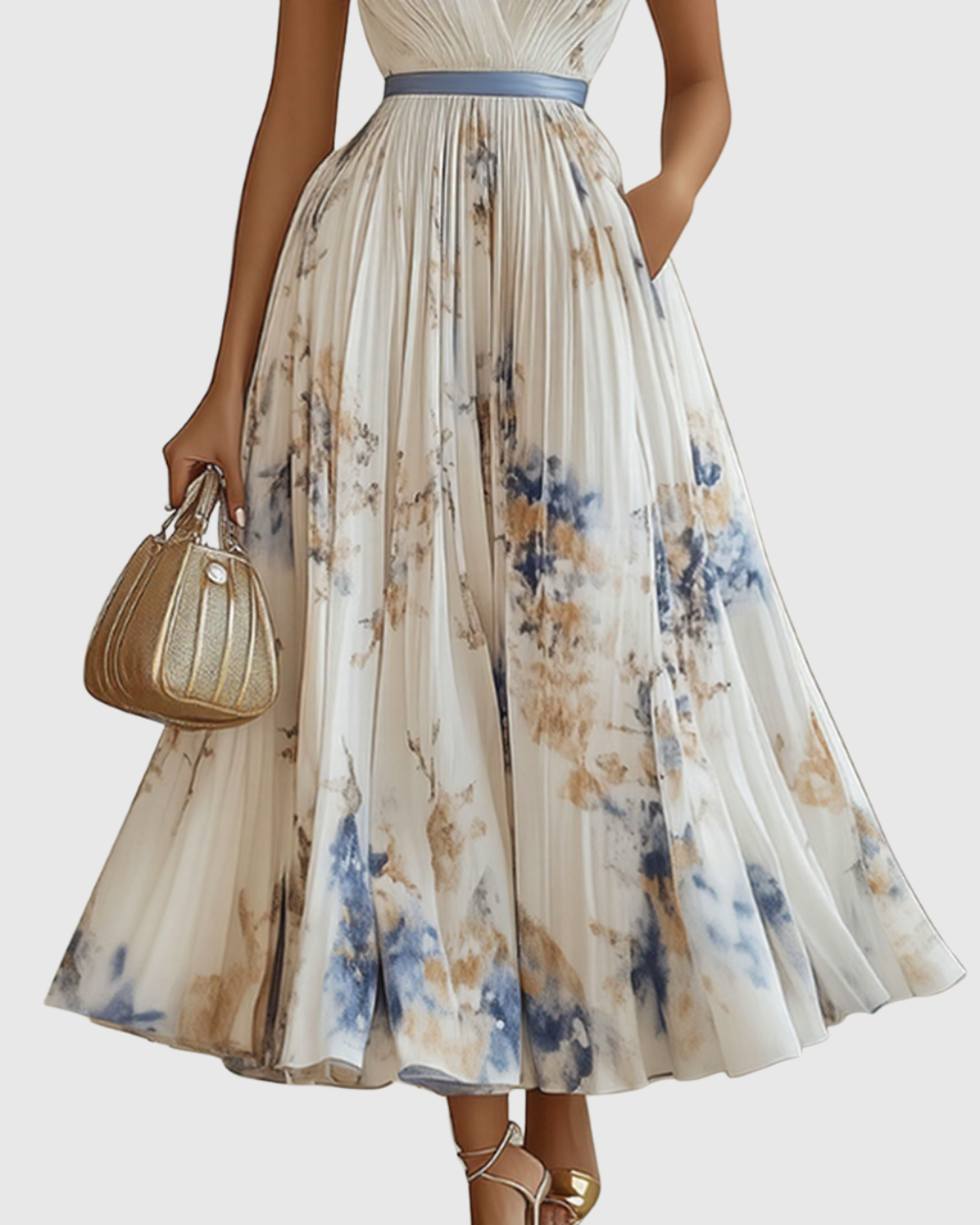 Rowella - Elegant Pleated Maxi Dress
