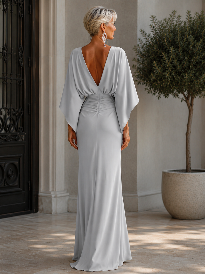 Clara | Elegant V-neck backless sleeve dress