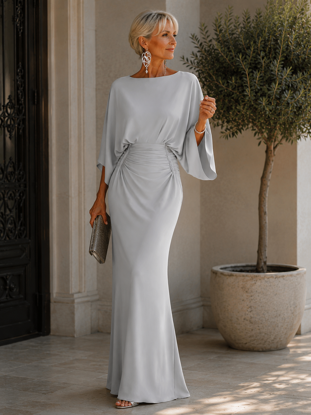 Clara | Elegant V-neck backless sleeve dress