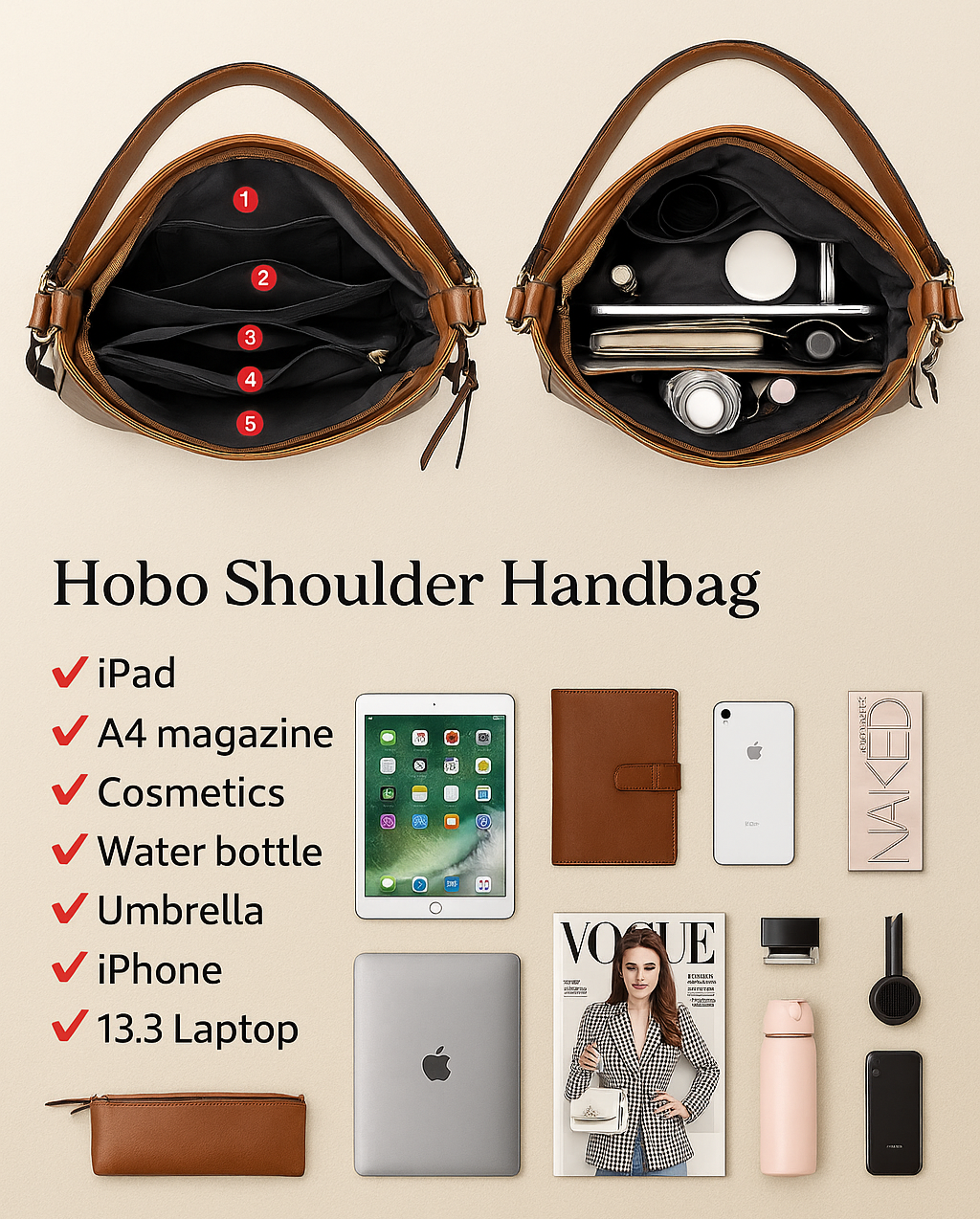 Luxury Leather Crescent Anti-Theft Handbag + FREE Pouch Wallet