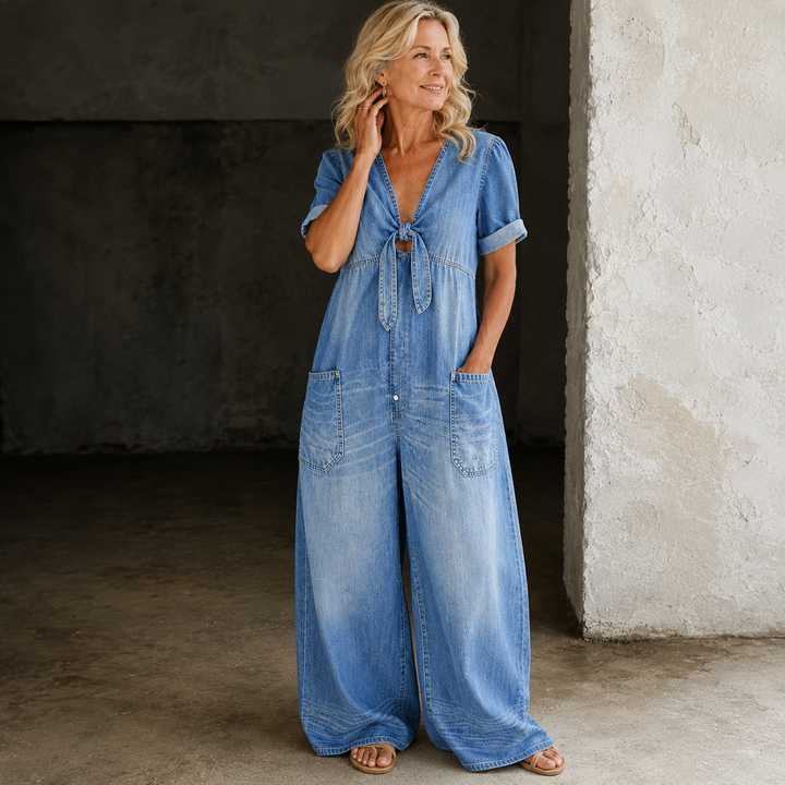 Maya | Wide-Leg Denim Jumpsuit