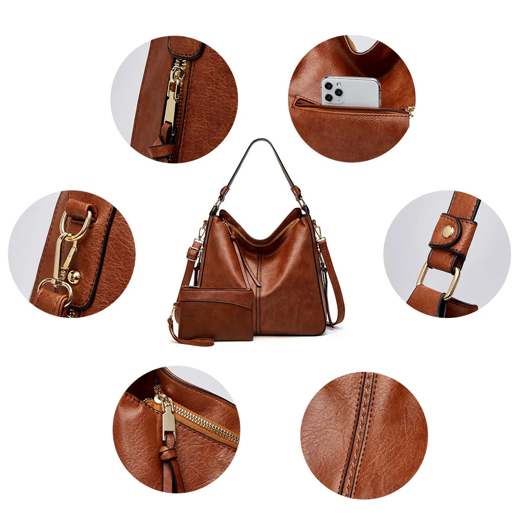 Luxury Leather Crescent Anti-Theft Handbag + FREE Pouch Wallet