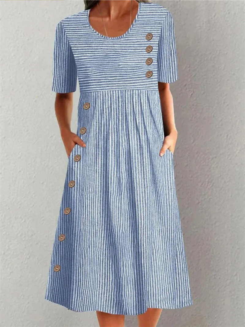 Marina - Robe Midi Rayée Élégante