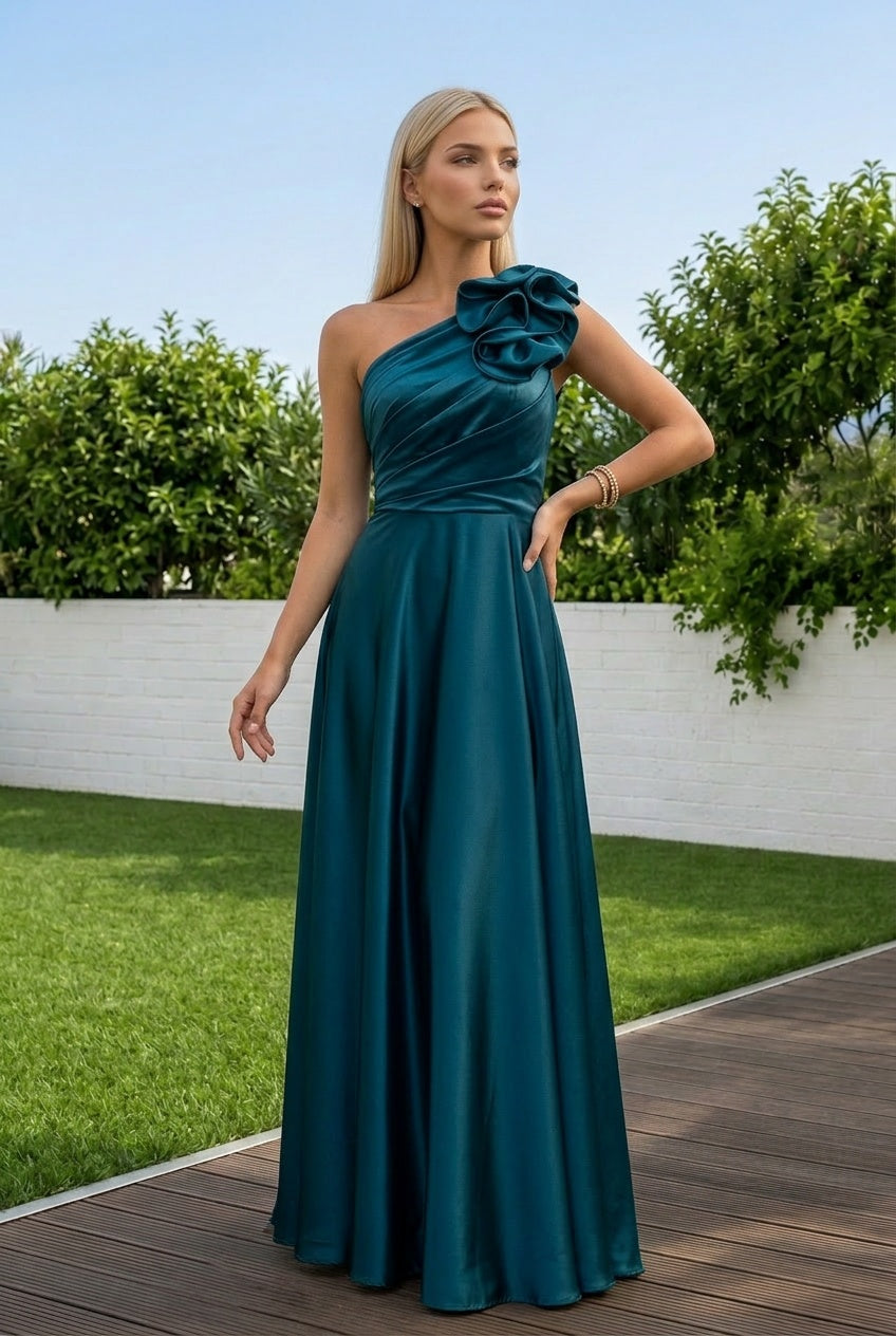 Valentina | Chic Satin Rose Dress