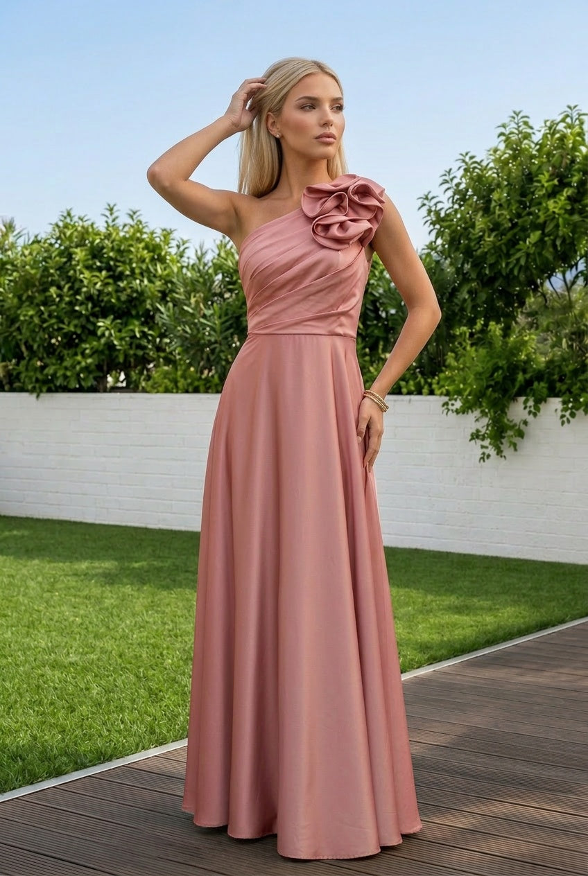 Valentina | Chic Satin Rose Dress