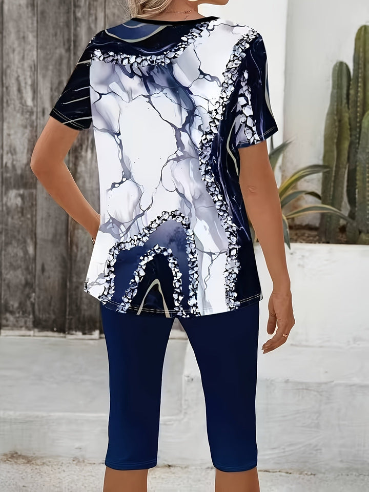 Luna| Printed Two-Piece Stretch Set