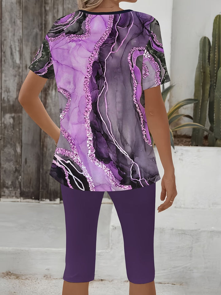 Luna| Printed Two-Piece Stretch Set