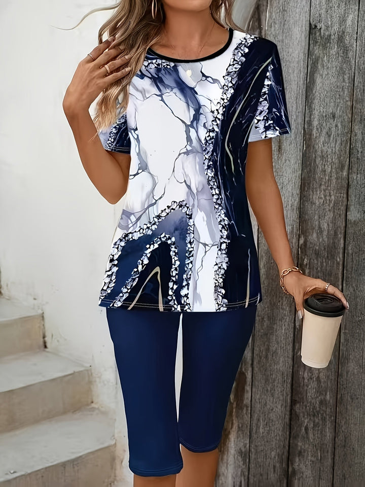 Luna| Printed Two-Piece Stretch Set