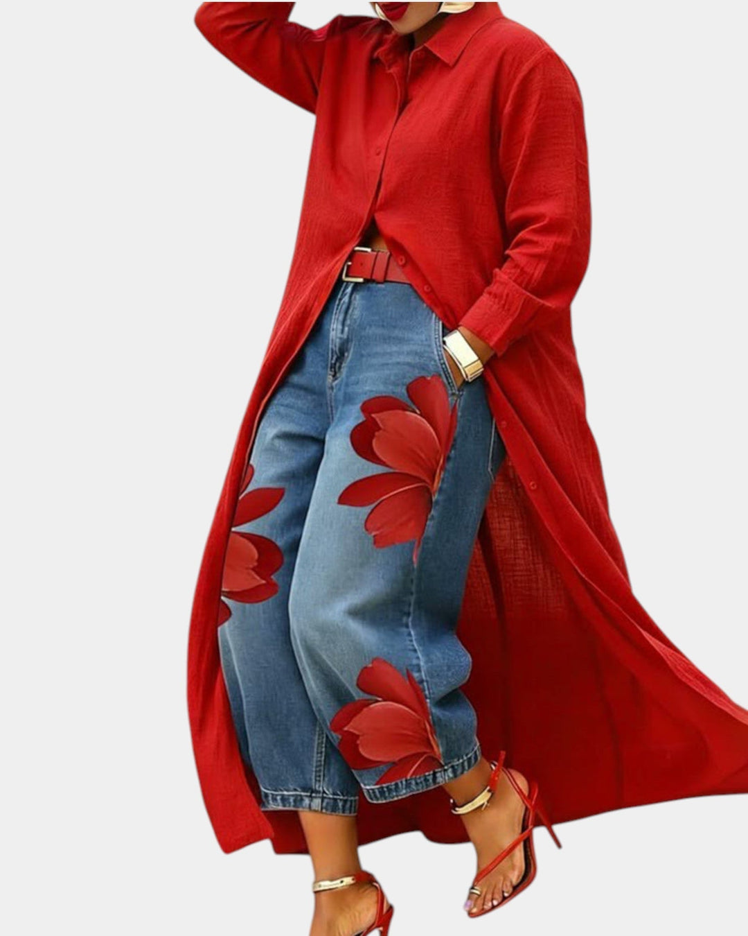 Céliane | Dress and wide-leg jeans set